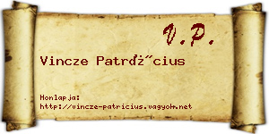 Vincze Patrícius névjegykártya